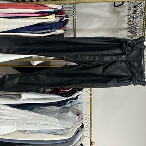 Lucy Paris black leather joggers